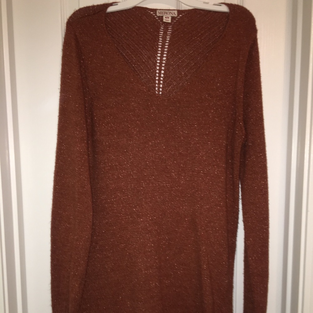 Dark Orange V Neck Sweater